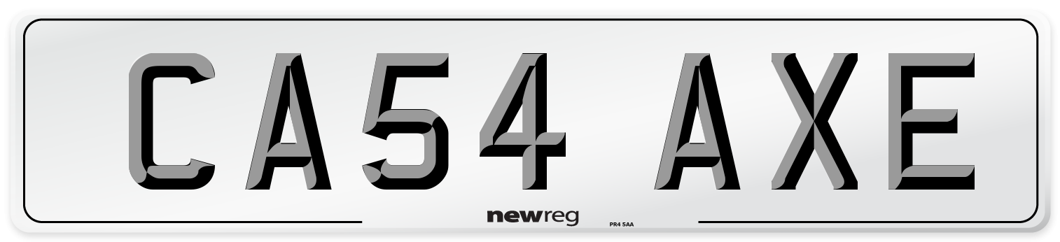 CA54 AXE Number Plate from New Reg